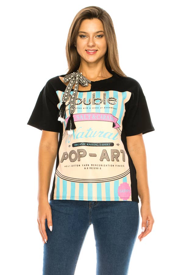 (ST2743)Pop Art T-shirts: Black / M