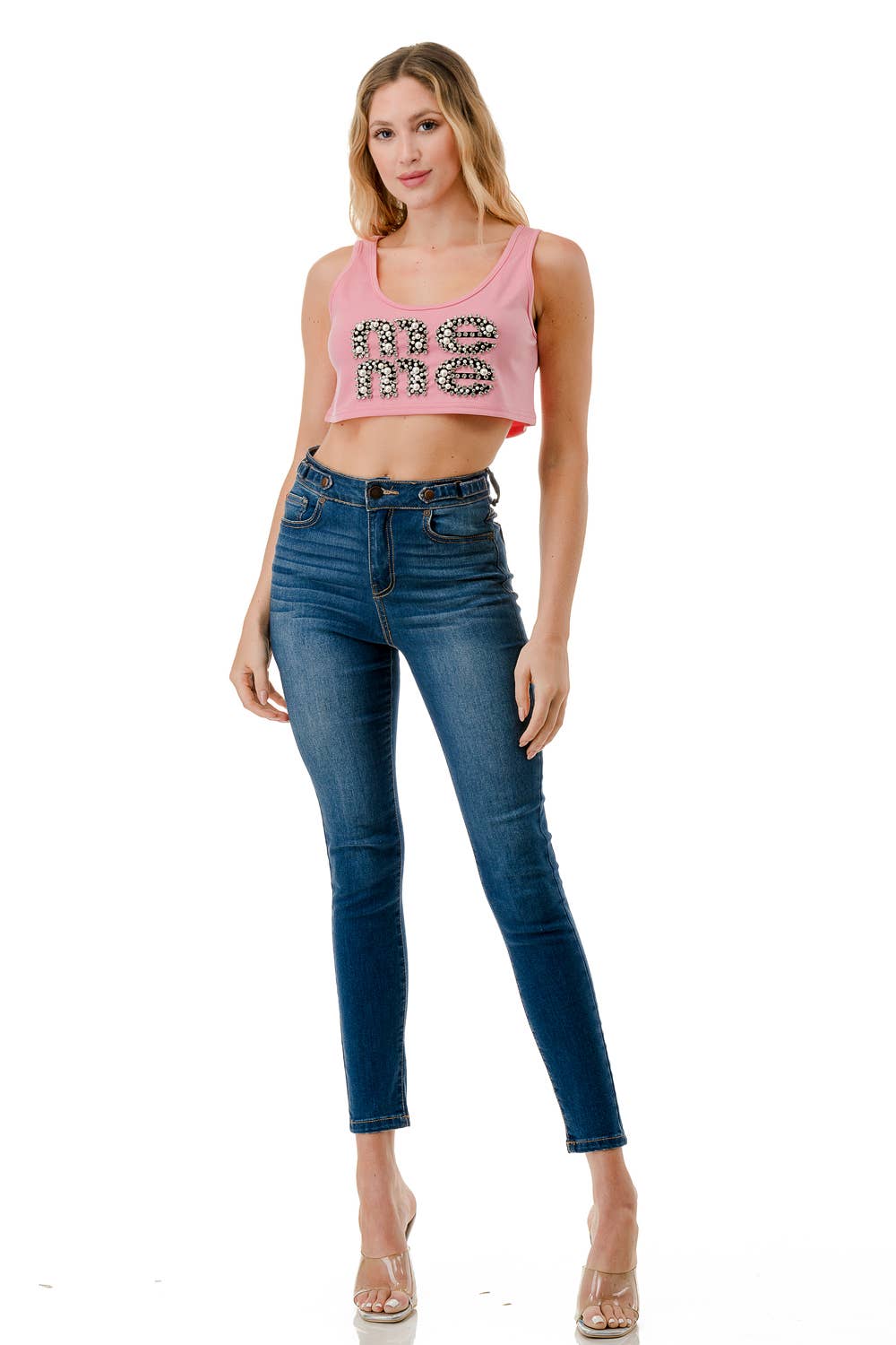 (ST3201)MeMe tank tops : Pink / S