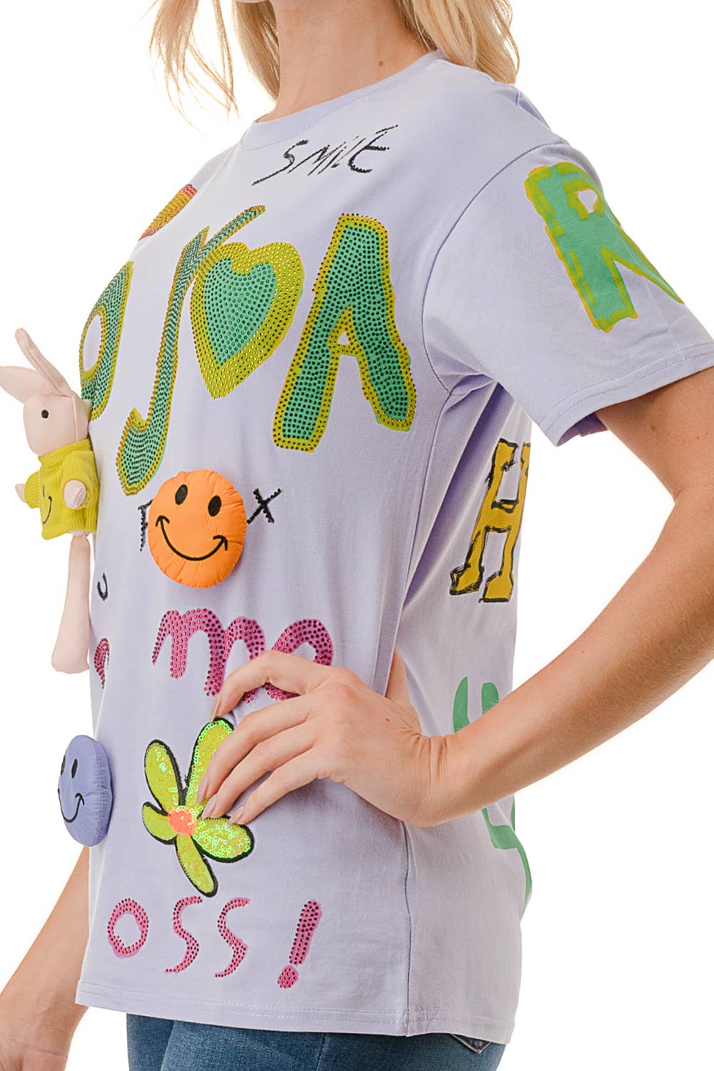 (ST3207)3D Graphic T-shirt (2 colors): White / S