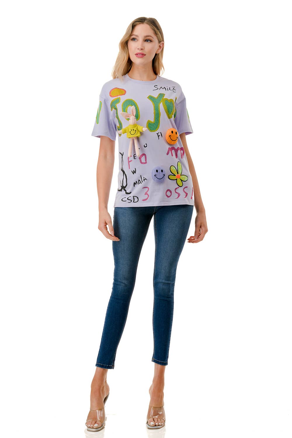 (ST3207)3D Graphic T-shirt (2 colors): White / L