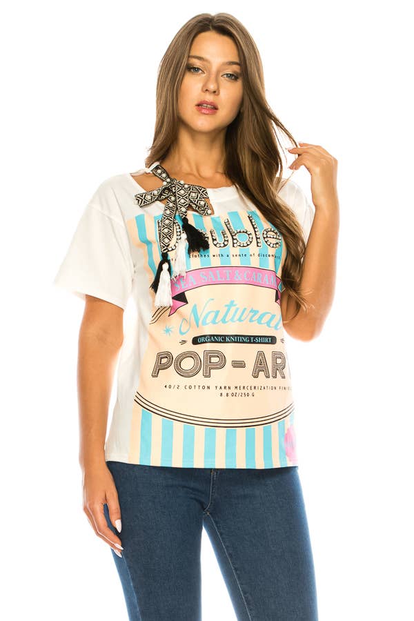 (ST2743)Pop Art T-shirts: White / S
