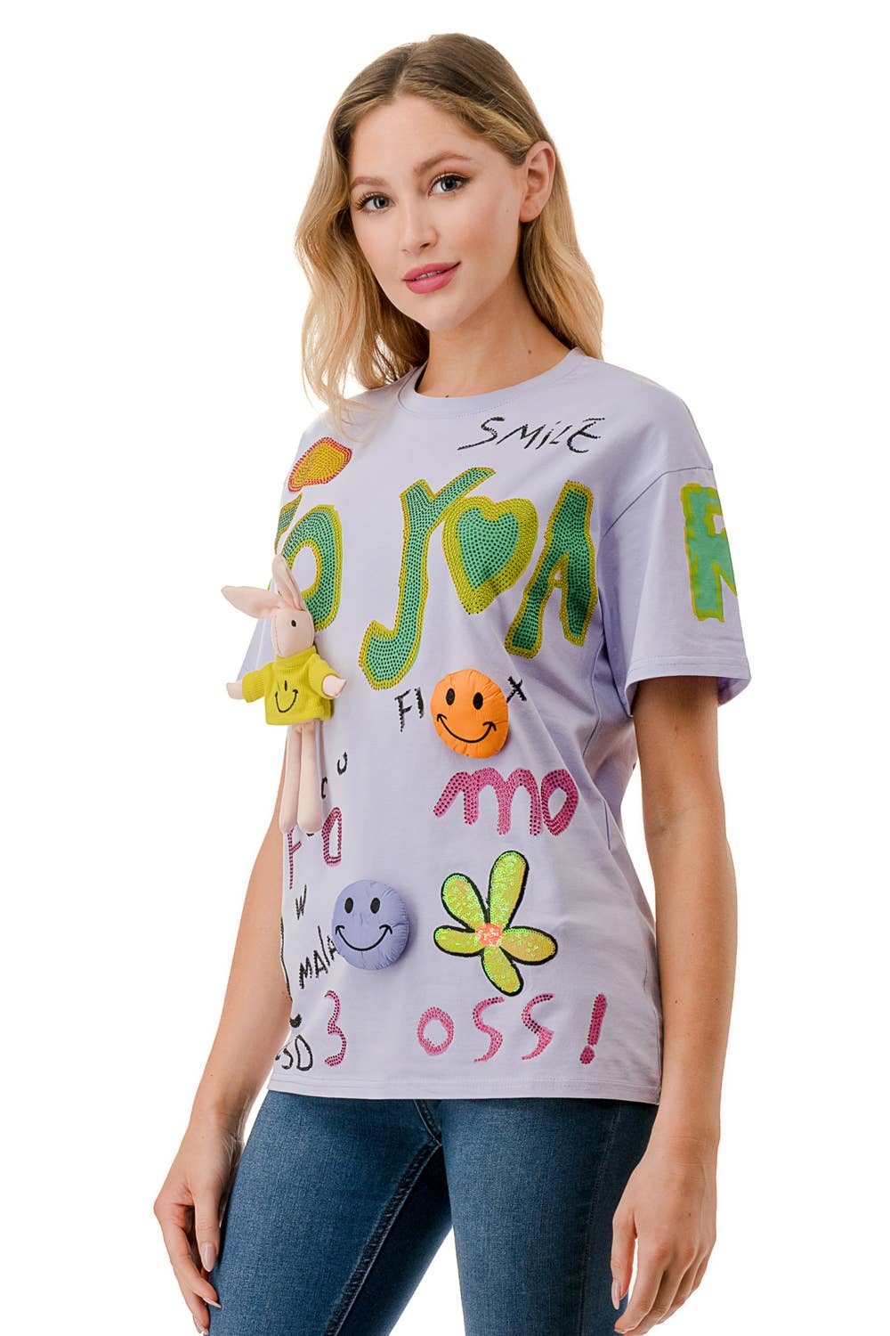 (ST3207)3D Graphic T-shirt (2 colors): White / S