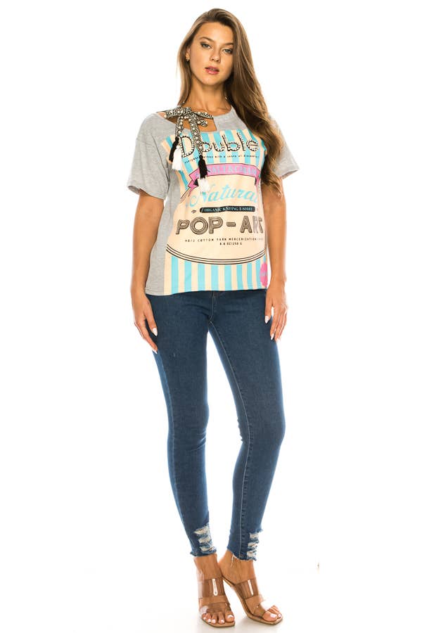 (ST2743)Pop Art T-shirts: White / S